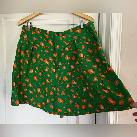 Tabitha Brown x Target Shorts XL Green Orange Leopard Print High Waist Zip Linen - Picture 3 of 10